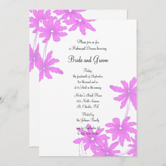 Pink Daisis Probe Dinner Einladung (Vorne/Hinten)