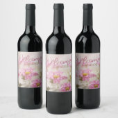 Pink Daisis Wein Flasche Etikett Romantische Blume (Flaschen)