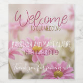 Pink Daisis Wein Flasche Etikett Romantische Blume (Einzelnes Label)