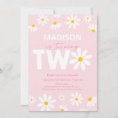 Pink Daisy 2. Geburtstag Einladung (Vorderseite)