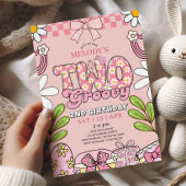 Pink Daisy 2nd Birthday Retro Birthday Einladung