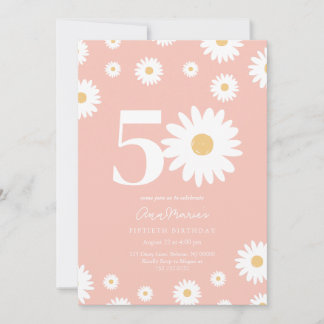 Pink Daisy 50. Geburtstagsfeier Einladung