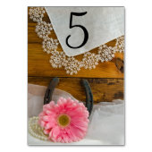 Pink Daisy and Lace Western Hochzeiten Tischnummer (Vorderseite)