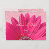 Pink Daisy Ankündigung Datum freihalten Einladung (Vorne/Hinten)