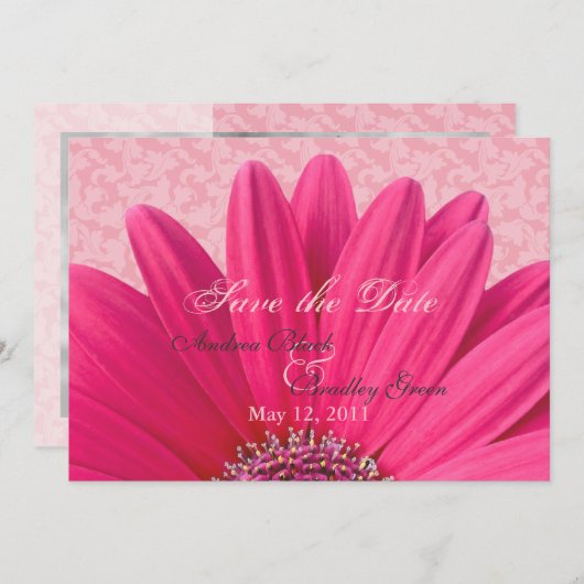 Pink Daisy Ankündigung Datum freihalten Einladung (Vorne/Hinten)
