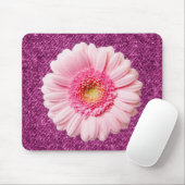 Pink Daisy auf Lila Denim Boho Mousepad (Mit Mouse)