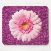Pink Daisy auf Lila Denim Boho Mousepad (Vorne)