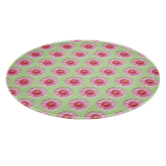 Pink Daisy auf Mint Pastel Kitchen Circle Schneidebrett (Ecke)