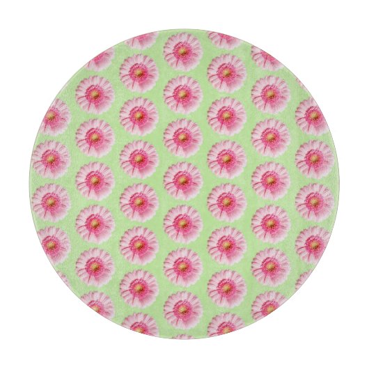 Pink Daisy auf Mint Pastel Kitchen Circle Schneidebrett (Vorderseite)