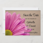 Pink Daisy auf Tan Wedding Speichern Sie das Datum Save The Date (Vorderseite)