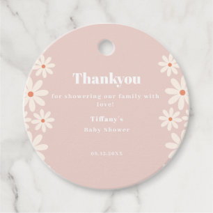 Pink Daisy Baby Dusche Blumenbeet Geschenkanhänger