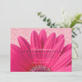 Pink Daisy Baby Girl Foto Geburtsankündigung Ankündigung (Stehend Vorderseite)