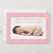 Pink Daisy Baby Girl Foto Geburtsankündigung Ankündigung (Rückseite)