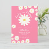 Pink Daisy Baby in Bloom Baby Dusche Einladung (Stehend Vorderseite)