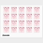 Pink Daisy Baby Shower Square Thank You Sticker (Blatt)