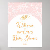 Pink Daisy Babydusche oder Geburtstags Begrüßungsz Poster (Vorne)