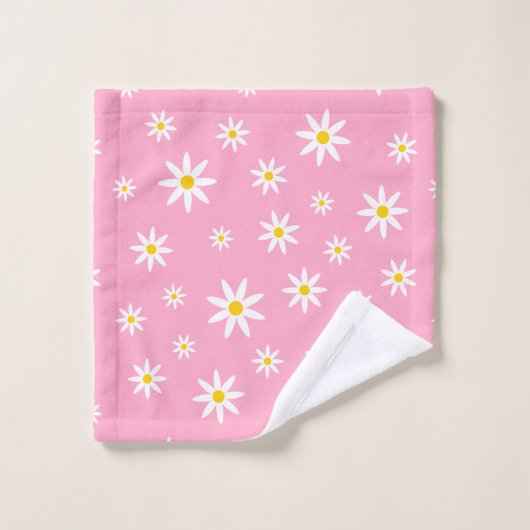 Pink Daisy Badetuch Set (Waschlappen)