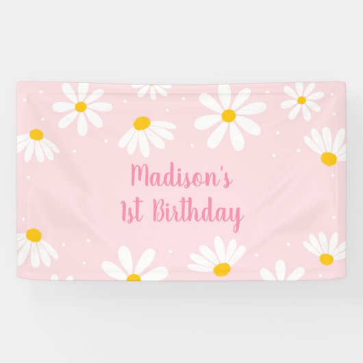 Pink Daisy Birthday Banner (Horizontal)