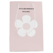 Pink Daisy Birthday - Elegantes Party Mittlere Geschenktüte (Vorderseite)