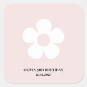 Pink Daisy Birthday | Gastgeschenk Quadratischer Aufkleber (Vorderseite)