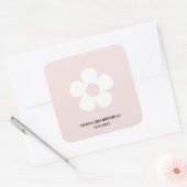 Pink Daisy Birthday | Gastgeschenk Quadratischer Aufkleber (Umschlag)