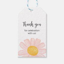 Pink Daisy Birthday Gefallen Tags, Little Daisy Vi