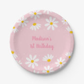 Pink Daisy Birthday Pappteller (Vorderseite)