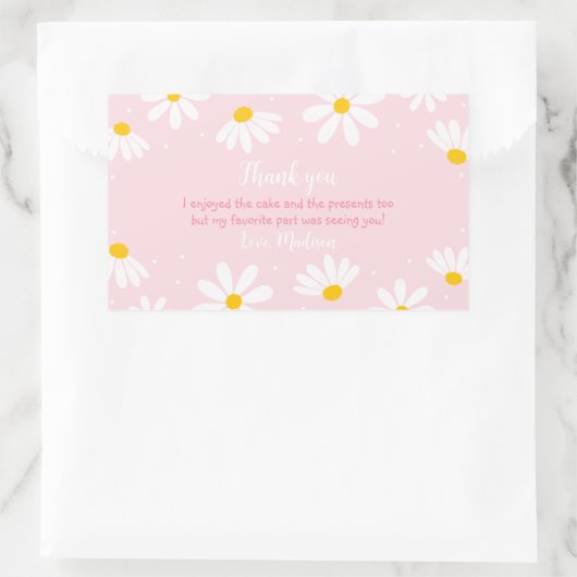 Pink Daisy Birthday Rechteckiger Aufkleber (Tasche)