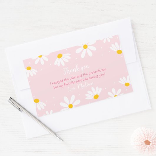 Pink Daisy Birthday Rechteckiger Aufkleber (Umschlag)