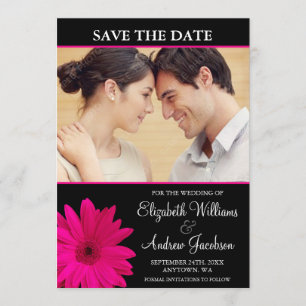 Pink Daisy Black Foto Save the Date