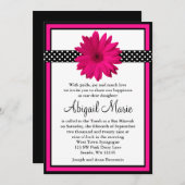 Pink Daisy Black Polka Dots Bat Mitzvah Einladung (Vorne/Hinten)
