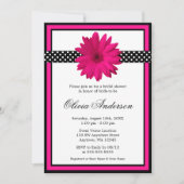 Pink Daisy Black Polka Dots Brautparty Einladung (Vorderseite)