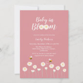 Pink Daisy Blume Baby in Bloom Baby Dusche Einladung (Vorderseite)