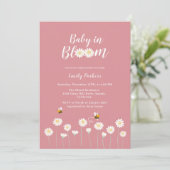 Pink Daisy Blume Baby in Bloom Baby Dusche Einladung (Stehend Vorderseite)