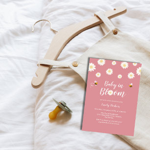 Pink Daisy Blume Baby in Bloom Girl Dusche Einladung