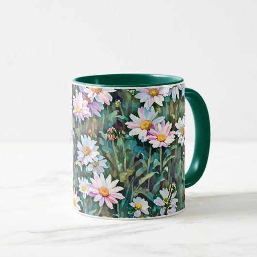 Pink Daisy Blume Garden Daisis Art Tasse Cup (VorderseiteRechts)