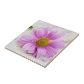 Pink Daisy Blume Keramik Tile Untersetzer (Seite)
