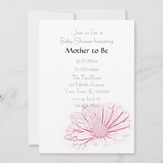 Pink Daisy Blume Kinderdusche Einladung (Vorderseite)