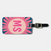 Pink Daisy Blume KUSTOMIZIERTE INITIALEN Gepäckanhänger (Vorderseite horizontal)