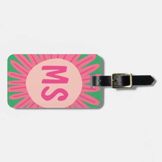 Pink Daisy Blume KUSTOMIZIERTE INITIALEN Gepäckanhänger (Vorderseite horizontal)