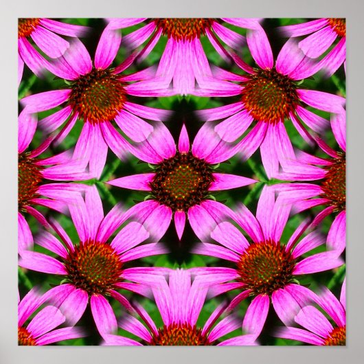 Pink Daisy Blume Mirror Abstrakt Poster (Vorne)