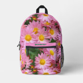 Pink Daisy Blume Personalisiert Bedruckter Rucksack (Vorderseite)