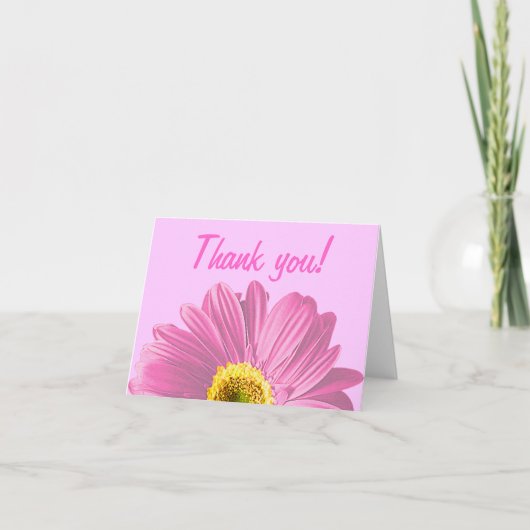 Pink Daisy Blume Vielen Dank oder Gewohnheit Dankeskarte (Vorderseite)