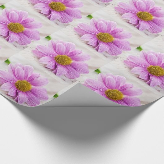 Pink Daisy Blume Wrapping Paper Geschenkpapier (Ecke)