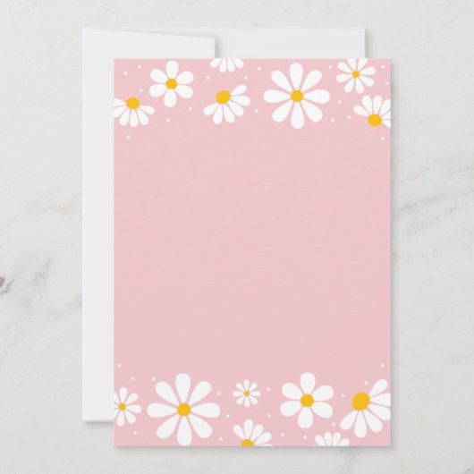 Pink Daisy Boho Erster Geburtstag Einladung (Rückseite)