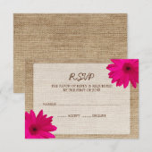 Pink Daisy Burlap Wedding RSVP Response Card Karte (Vorne/Hinten)