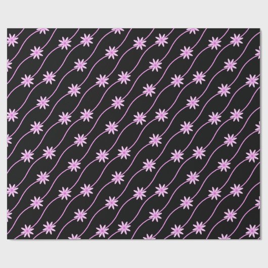 Pink Daisy Chain Blumenmuster Faltpapier Geschenkpapier (Flach)