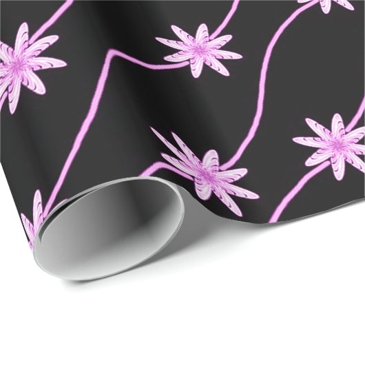 Pink Daisy Chain Blumenmuster Faltpapier Geschenkpapier (Rolleneckpunkt)