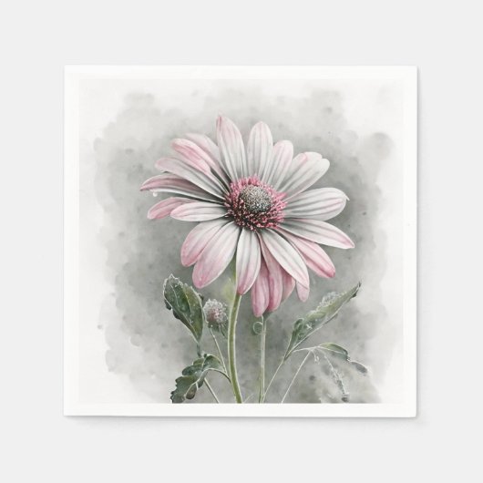 Pink Daisy Cocktail Napkins Serviette (Vorderseite)