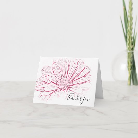 Pink Daisy Effect Wedding Bridesmaid Vielen Dank Dankeskarte (Vorderseite)